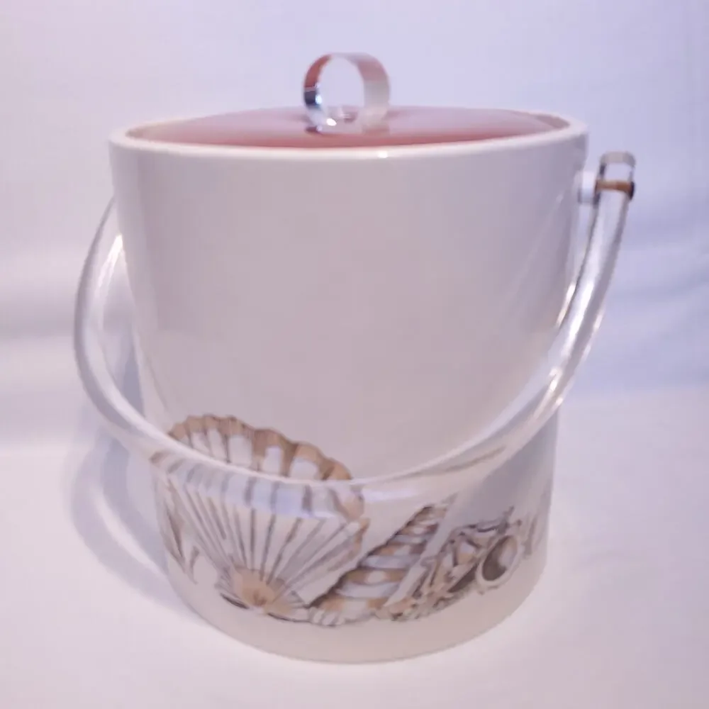 Mid Century Seashell Ice Bucket Lucite Vintage Bar Decor
